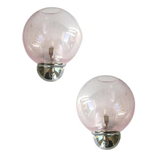 Sculptural Pink Pulegoso Murano Glass Wall Sconces by Simoeng, Set of 2 For Sale