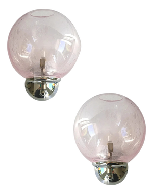 Sculptural Pink Pulegoso Murano Glass Wall Sconces by Simoeng, Set of 2