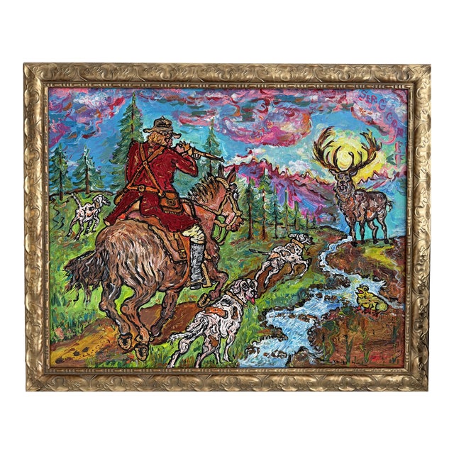 Serg Graff English Fox Hunt Equestrian Dogs Sporting Art Original Painting, Coa For Sale