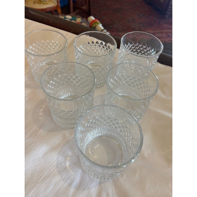 1970s Pressed Glass Lowball or Rocks Barware Glasses - Set of 6 For Sale - Image 4 of 6