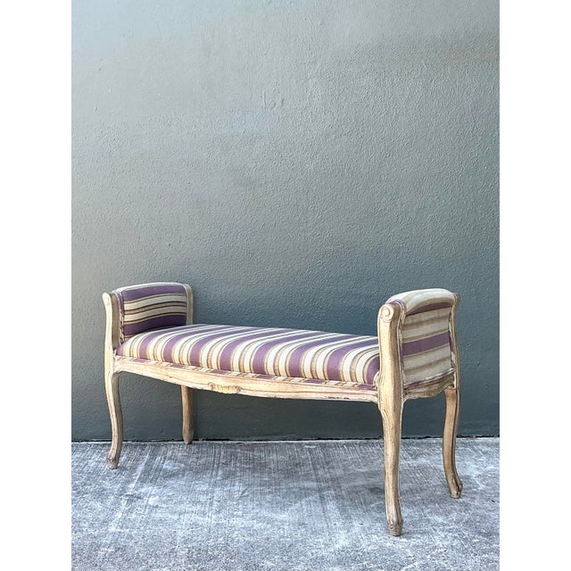 Vintage Louis XV Striped Bench For Sale - Image 9 of 12