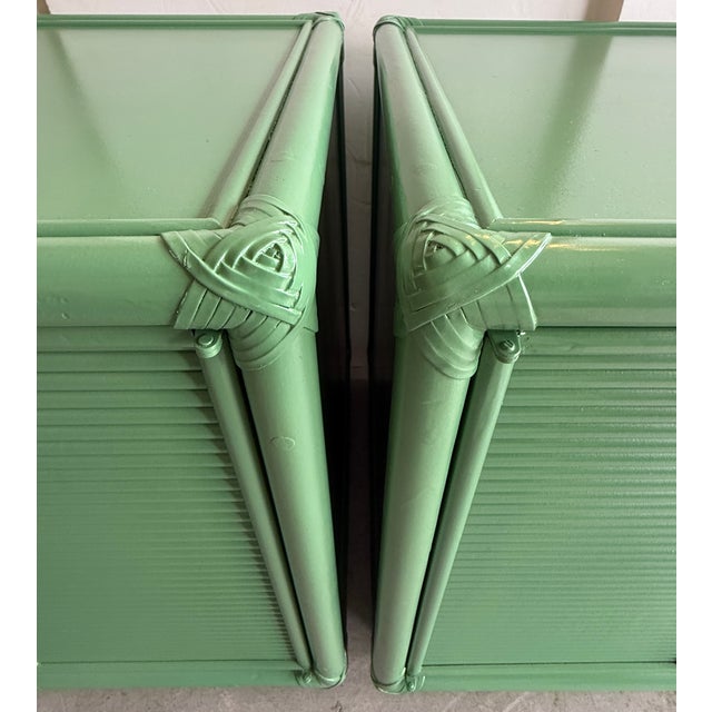 Pair of Green 1970's Campaign Style Nightstands For Sale - Image 11 of 11