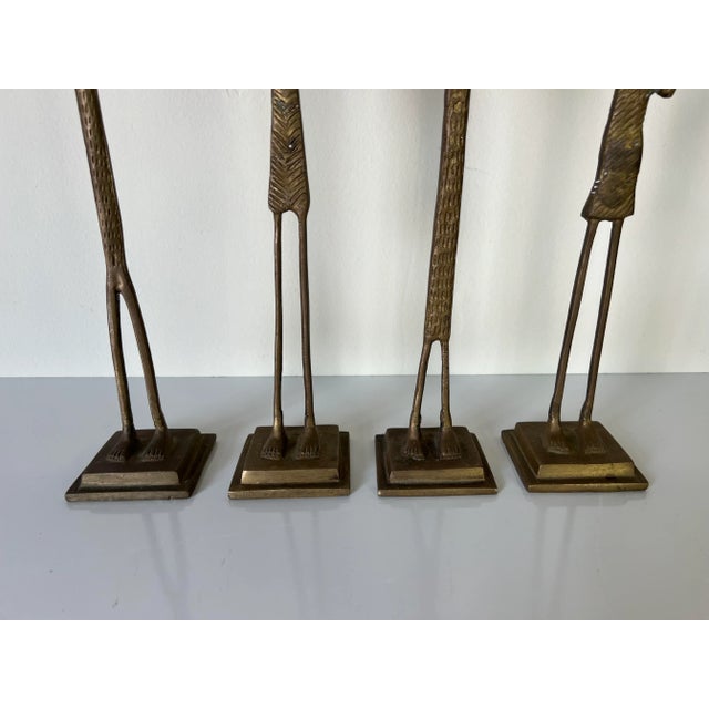 1970s Vintage Elongated African Tribal Bronze Statues - Set of 4 For Sale - Image 5 of 13