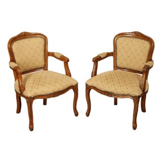 French Louis XV Style Pair of Fauteuil Armchairs For Sale