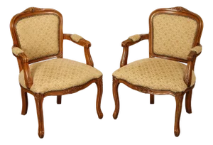 French Louis XV Style Pair of Fauteuil Armchairs