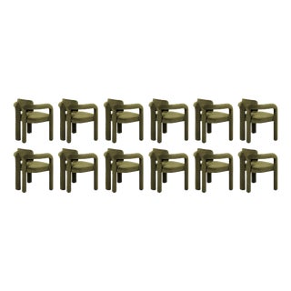 Double Arch Dining Chairs in Forest Green Cotton Velvet from Insidherland, Set of 12 For Sale