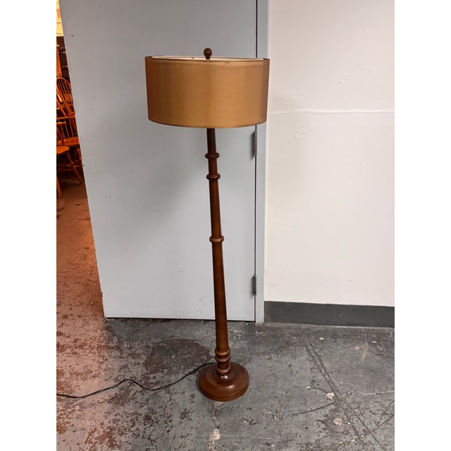 Brown Contemporary Wood + Metal Floor Lamp For Sale - Image 8 of 12