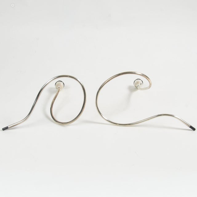 Sterling Silver Serpent Candlestick Holder Pair Towle Silversmiths by Marion Anderson Noyes For Sale - Image 14 of 15