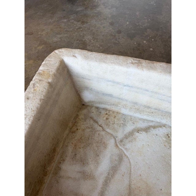Camel Antique Hand-Carved Stone Farmhouse Sink Basin With Rustic Architectural For Sale - Image 8 of 11