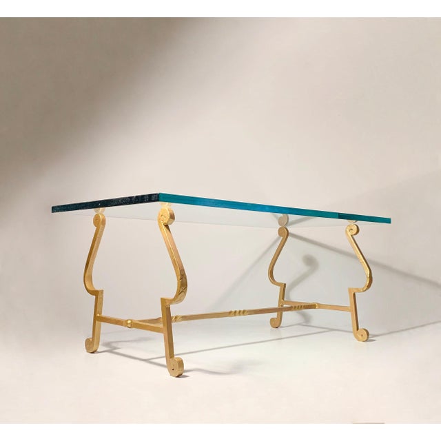 Art Deco Deco Gilt Wrought Iron Petite Scale Continental Coffee Table For Sale - Image 3 of 5
