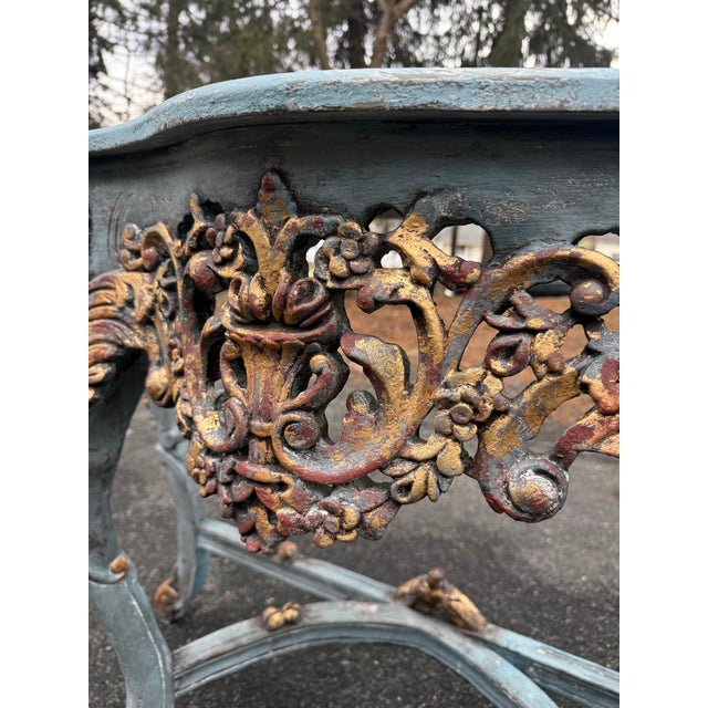 Ornately Carved Hand Painted Parcel Gilt Console / Hall Table For Sale - Image 11 of 12