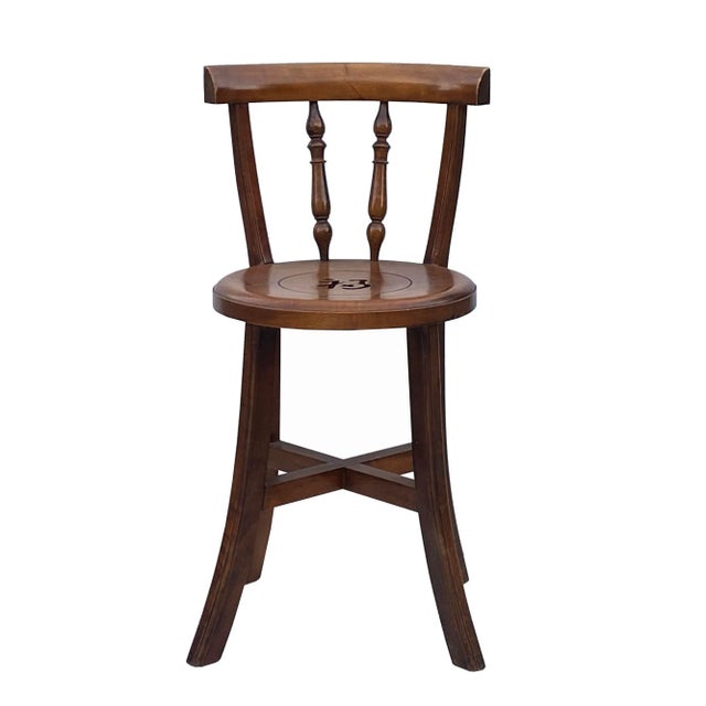 Chinese Handmade Round Light Brown Stain Fok Side Chair W Back For Sale In San Francisco - Image 6 of 6