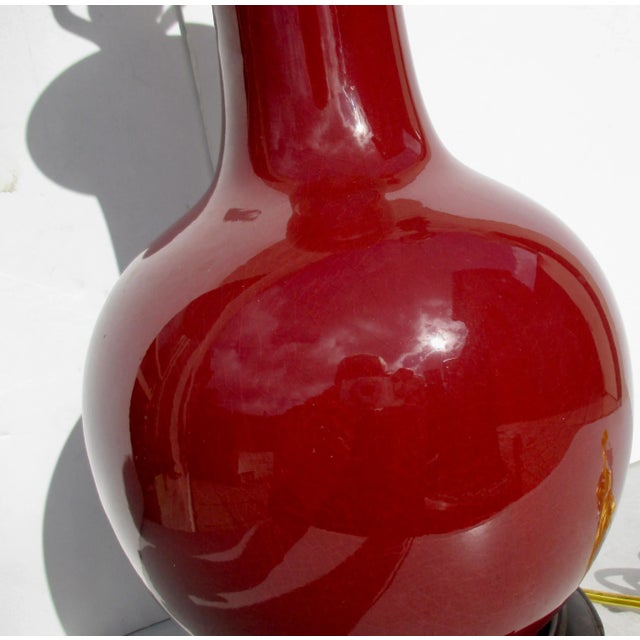 Mid 20th Century Vintage Oxblood Chinese Vase Lamp For Sale - Image 5 of 13