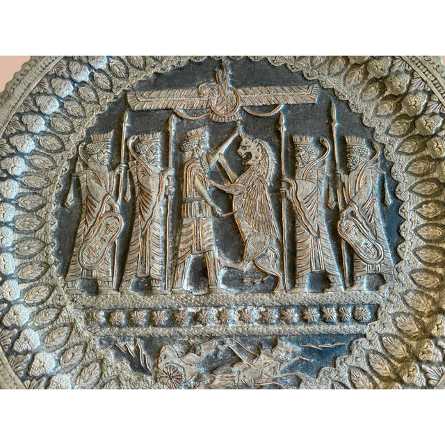 Vintage Persian Revival Tinned Copper Tray Table-Wall Hanging Stand-Metal-Boho For Sale - Image 4 of 10