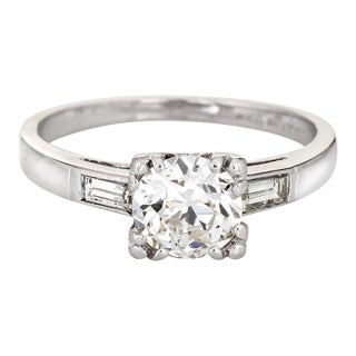 Early 20th Century Vintage Art Deco 1ct Diamond Engagement Ring Platinum Fine Bridal size 5.25 For Sale