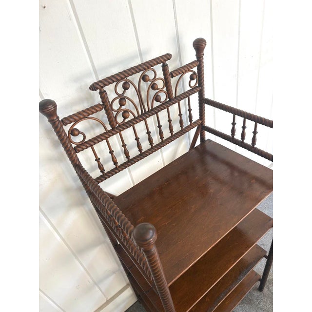 Antique Arts & Crafts Twisted Wood Etagere For Sale - Image 4 of 6