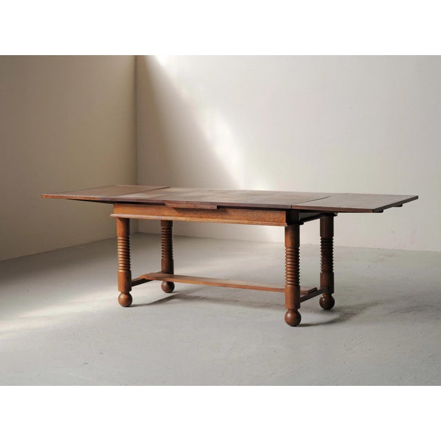 1940s Vintage Extendable Oak Dining Table, France, 1940 For Sale - Image 5 of 18