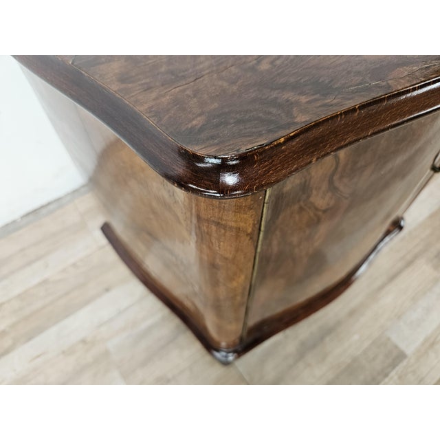 Wood Chippendale Walnut Burl Bedside Tables, 1940, Set of 2 For Sale - Image 7 of 17
