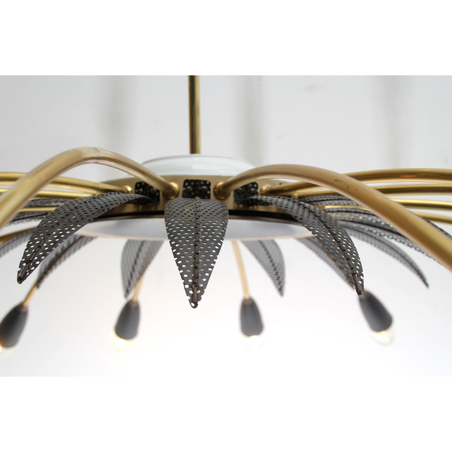 Vintage Brass 16-Arm Sputnik Chandelier 1950s