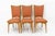 Set of six French dining chairs circa 1950 Red Moleskine and beech