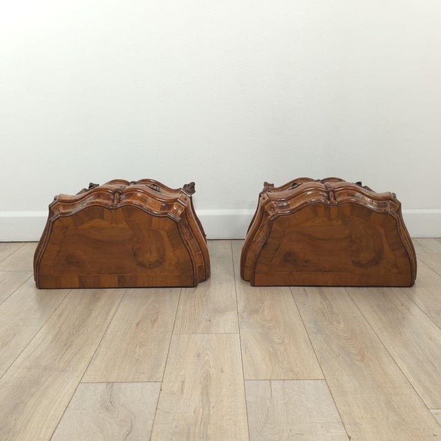 Brown Pair of Venetian Olive Wood Bedside Commodes, Italy Circa 1880 For Sale - Image 8 of 10