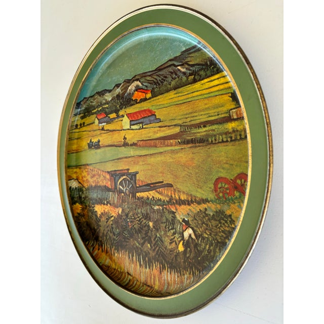 Mid-Century Modern Landscape With Vegetable Garden After Vincent Van Gogh Sunshine Biscuit Tin Top For Sale - Image 3 of 5