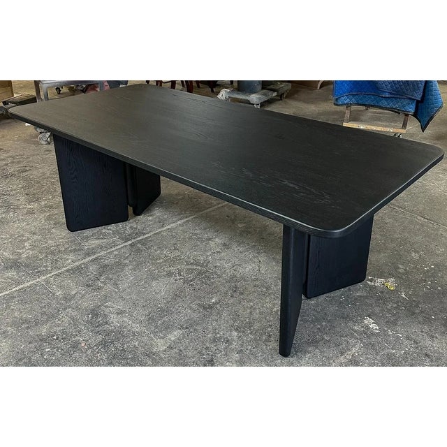 Not Yet Made - Made To Order Custom Mid Century Style Rectangular Black Oak Dining Table For Sale - Image 5 of 12