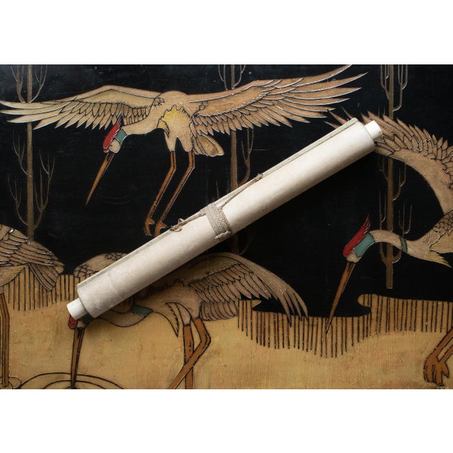 "Duck", Showa Era Japanese Monochrome Watercolor Scroll Painting For Sale - Image 11 of 14