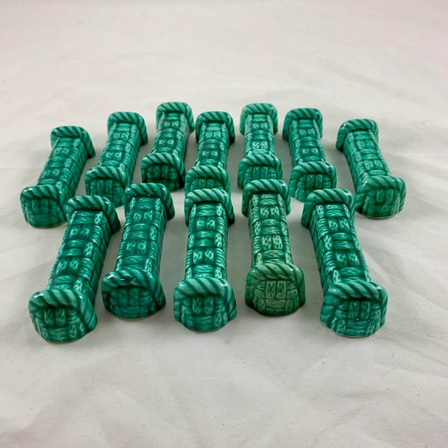 Digoin Sarreguemines Majolica Table Set - Trivet, Coasters & Knife Rests, 15 Pieces For Sale - Image 9 of 13