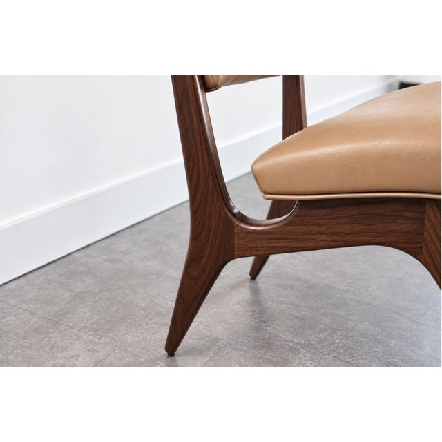 Wood Set of Six Vladimir Kagan Sculpted Sling Dining Chairs, Model Vk 101 For Sale - Image 7 of 8