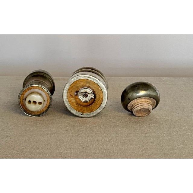Metal 1950s Vintage Italian Pewter Salt Shaker and Pepper Mill For Sale - Image 7 of 7