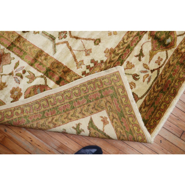 Vintage Inspired Angora Wool Ivory Oushak Rug For Sale - Image 10 of 11