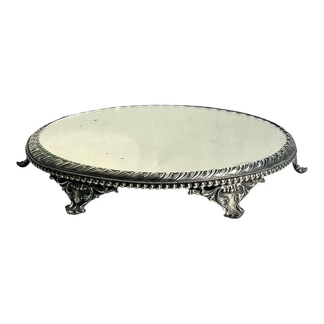 Antique Quadruple Plate Mirrored Plateau Vanity Tray For Sale