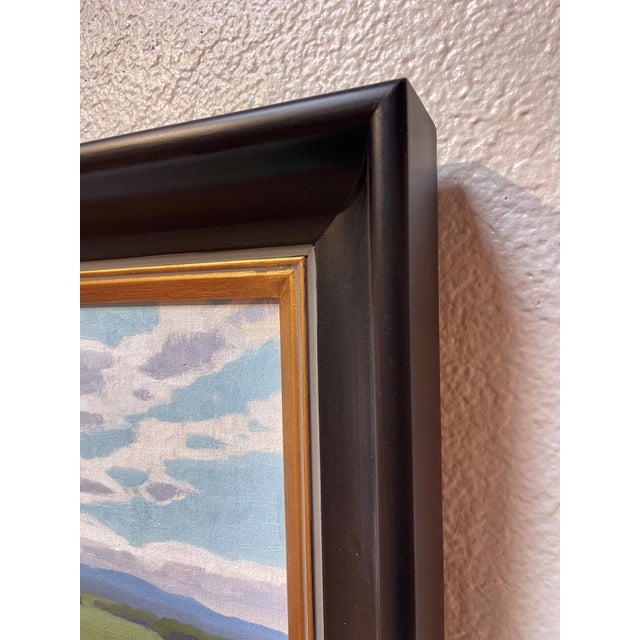 Bow Mar Blue Skies by Michael Magrin | Oil on Linen Landscape with blue skies and distant mountains For Sale - Image 4 of 5