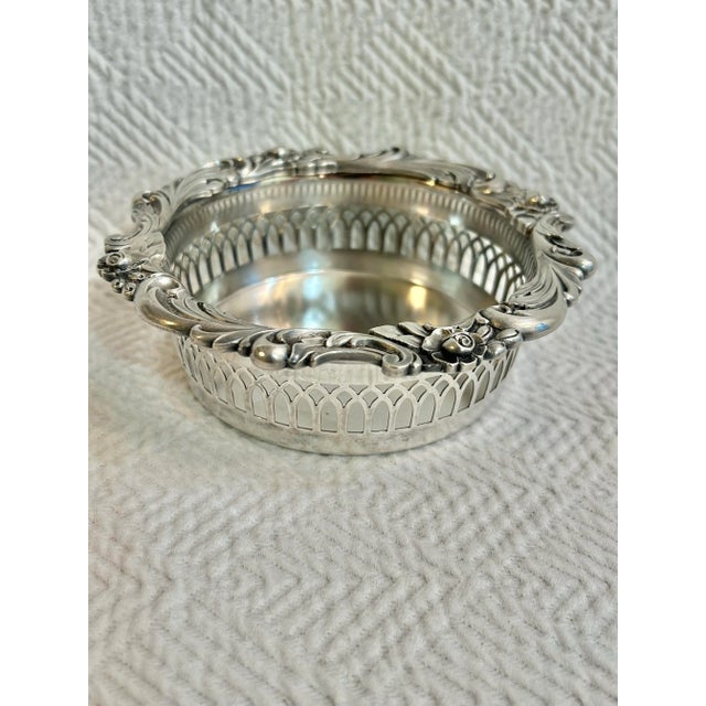 Vintage Lunt “Eloquence” Silver Plate Reticulated Wine Coaster For Sale - Image 9 of 9