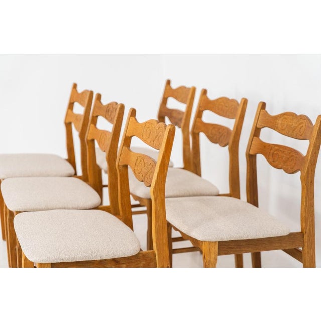 Brown Brutalist Chairs in Oak by Henning Kjaernulf, Set of 6 For Sale - Image 8 of 15