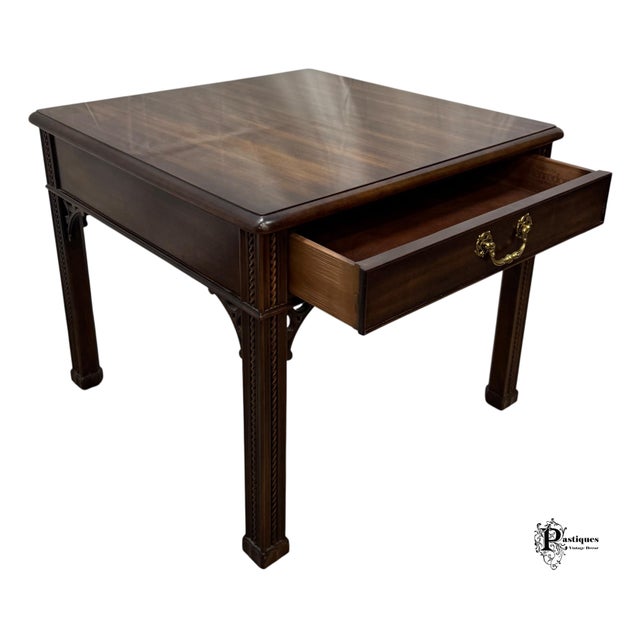 Brown Vintage Henredon Chippendale Style Mahogany Side Table For Sale - Image 8 of 12