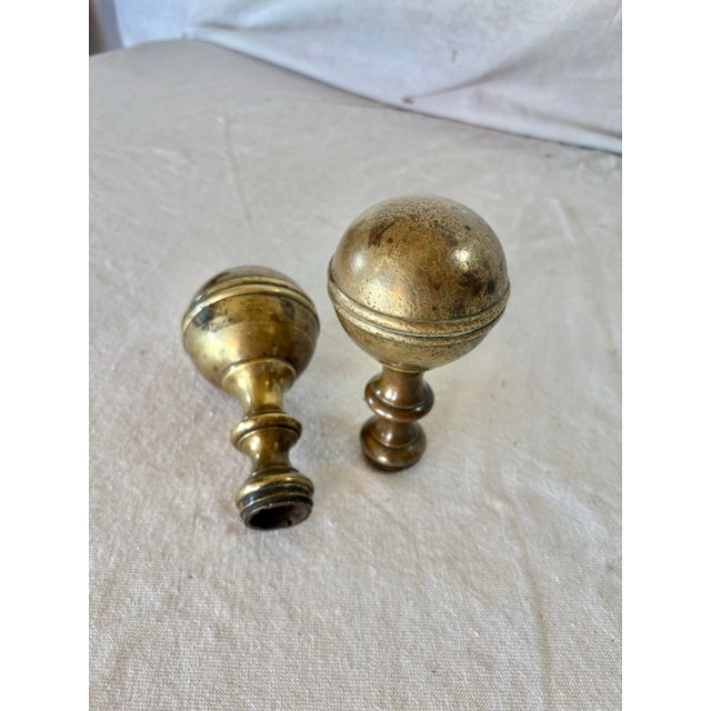 19th Century Large Brass Orb Finials - A Pair For Sale - Image 4 of 12