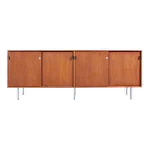 1960s Vintage Walnut and Chrome Credenza by Florence Knoll