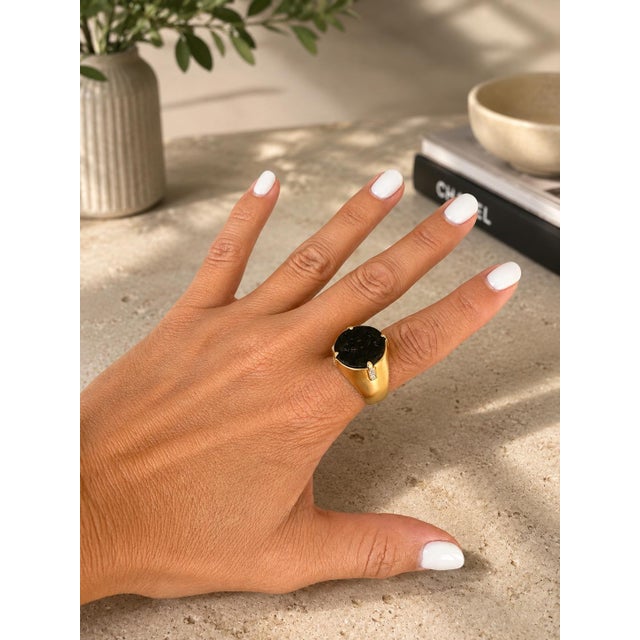 Vintage Italian 18k Gold Diamond Intaglio Ring by Bastian Bros, Size 10 For Sale - Image 14 of 15