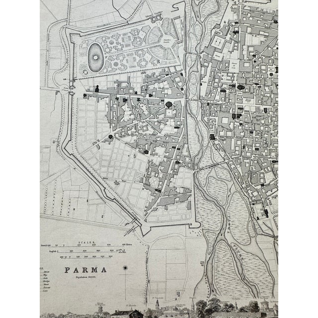 Italian Parma Italy, Original Map, 1834 For Sale - Image 3 of 5