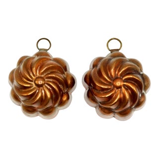 Antique French Copper Cannelé Molds, Set of 2 For Sale