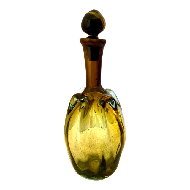 Mid 20th Century Mid-Century Modern Murano “Pulled Loop” Style Art Glass Decanter For Sale