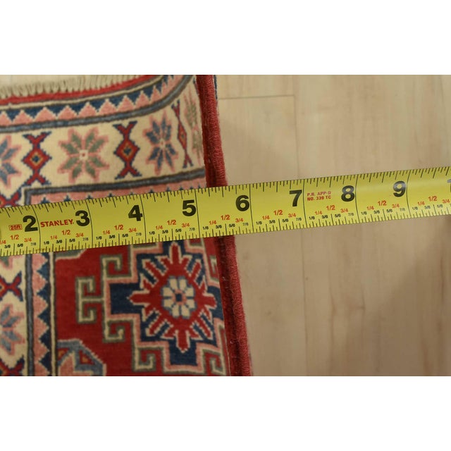 Red Kazak Runner 2’1” X 6’1” Red Wool Tribal Hand-Knotted Oriental Rug For Sale - Image 8 of 10