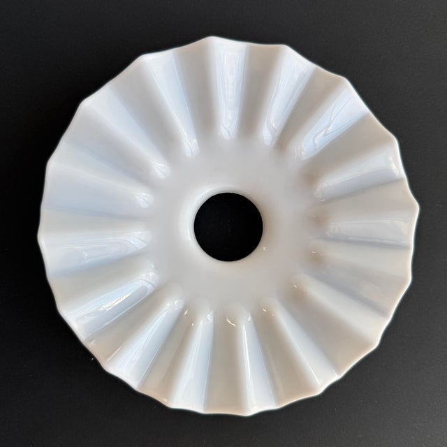 Antique White Opaline Glass “Frill” Pendant Light, 1930s For Sale In Buffalo - Image 6 of 7