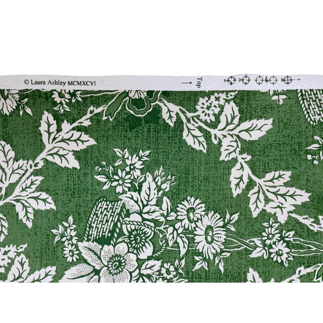 Laura Ashley 6 Yds Cotton Fabric Green & White Summer Trellis New Old Stock Vintage 1996 Medium Weight 54" Wide For Sale - Image 4 of 5