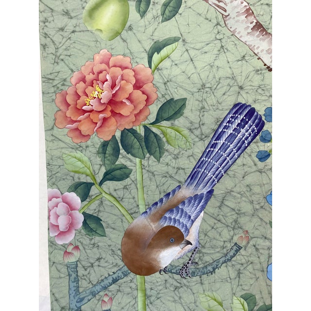 W36"*h90"/Panel, a Set of 18th Century Vintage Style Hand-Painted Chinoiserie Silk Wallpaper, Chinoiserie Panels , No Frame For Sale - Image 4 of 12