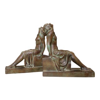 1930s Janle for Max Le Verrier Bookends, Titled "Insouciance"- a Pair For Sale