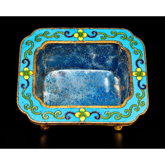Chinese Antique Cloisonne Censer Brass Incense Burner Turquoise Enamel For Sale - Image 10 of 13