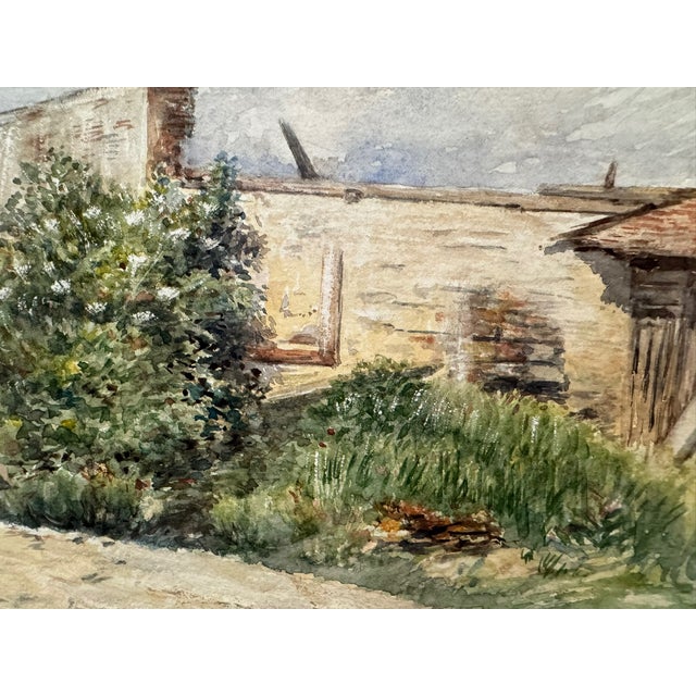 Rustic Attributed to Frank Henry Mason Dated 1890 Rural Farm Landscape Watercolor For Sale - Image 3 of 7